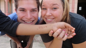 Diyo put a henna tattoo with "R&M" in a heart that stands for Ryan and Millie :)